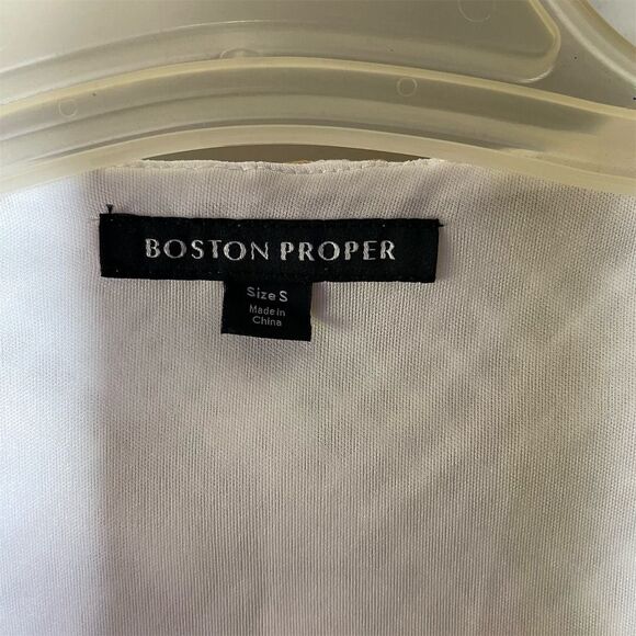 Boston Proper Women's S White/Gold Crochet Peasant Dress Long Sleeve Sz S - Picture 3 of 7